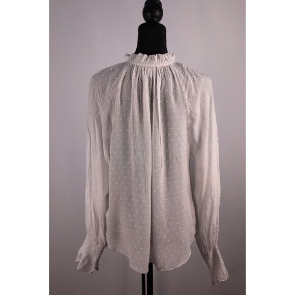Expr White Peasant-Style Long-Sleeve Blouse Ruffle Neck size XS - Picture 4 of 9